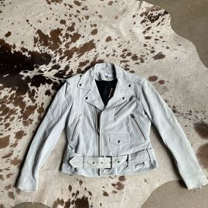 IRO Baby blue suede Moto style jacket